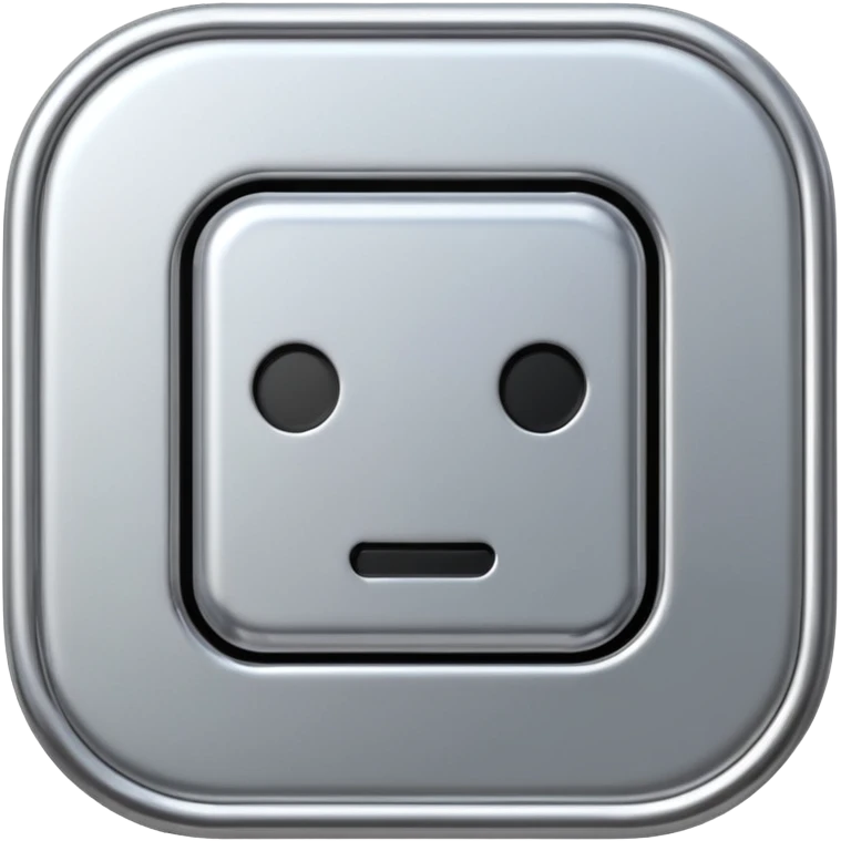 A futuristic microchip emoji made of polished silver chrome, minimal circuit details, smooth metallic surface, soft lighting, iOS emoji style, centered, clean white background emoji