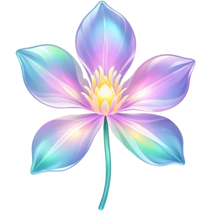 Pastel iridescent transparent bio-luminescent flower emoji