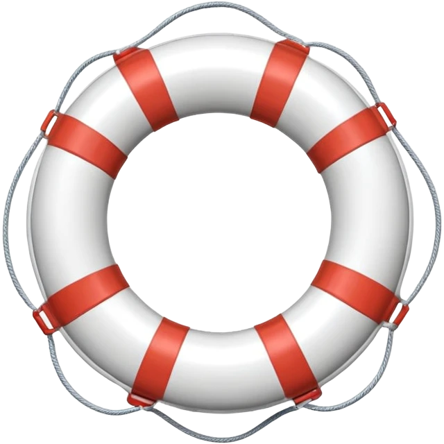 lifebuoy object icon, red and white float ring, glossy plastic, 3D cartoon, soft shadow, mobile game icon style, centered, clean background, no text, no watermark
 emoji