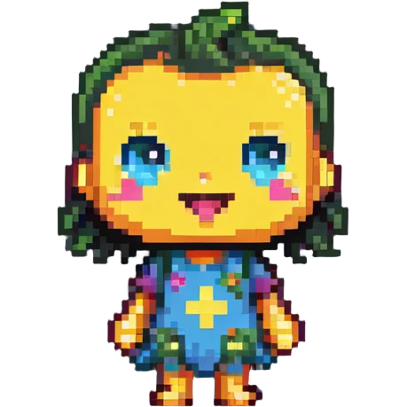 playful cartoon character, chibi proportions, cheerful pose emoji