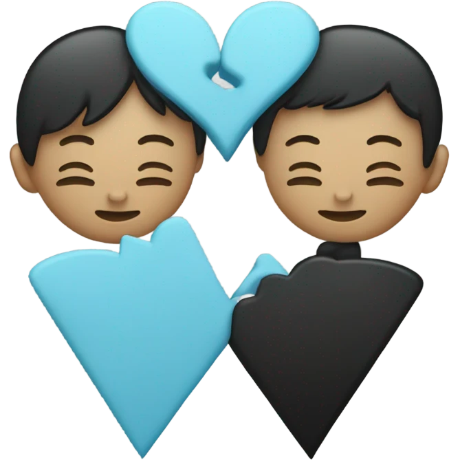 Half black and baby blue heart emoji