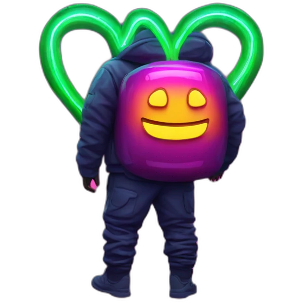 Juicy booty neon sign style man emoji