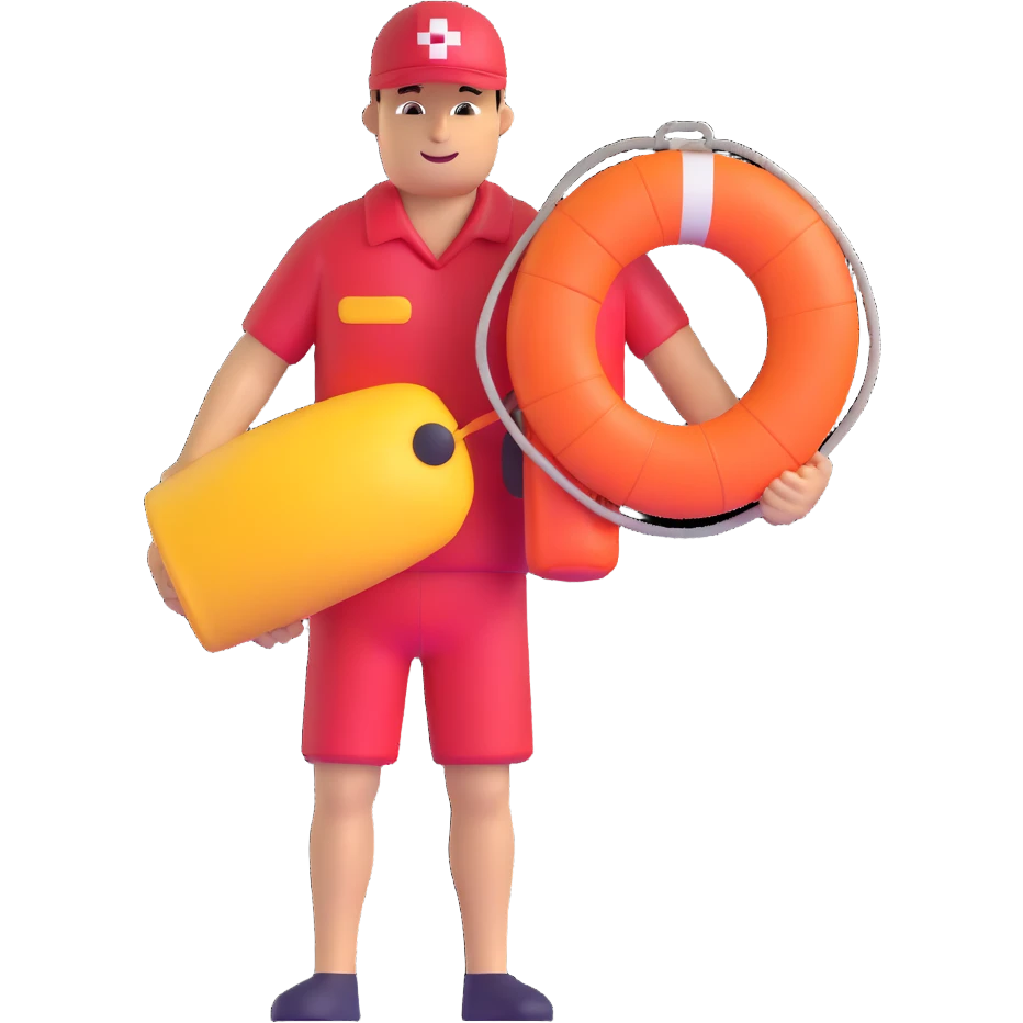 lifeguard with rescue buoy on beach emoji