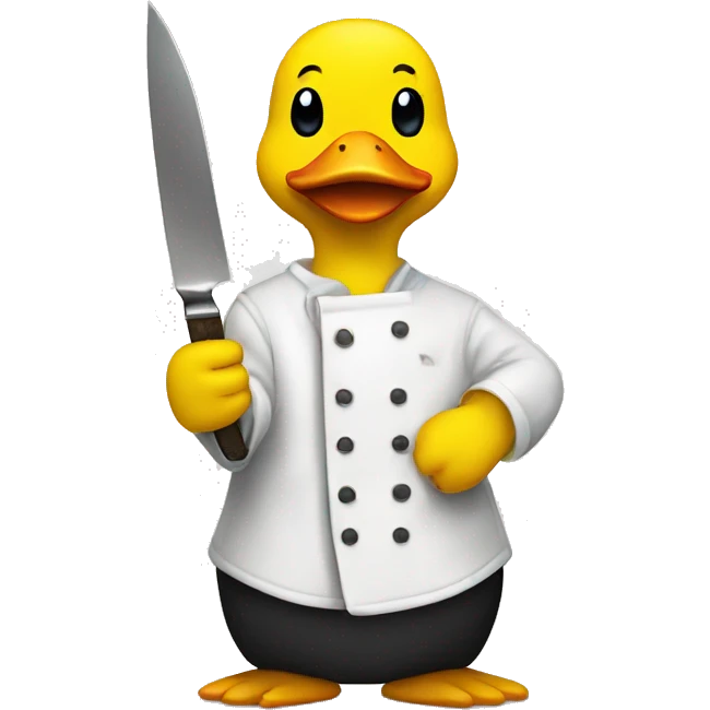 A yellow duck holding a knife emoji