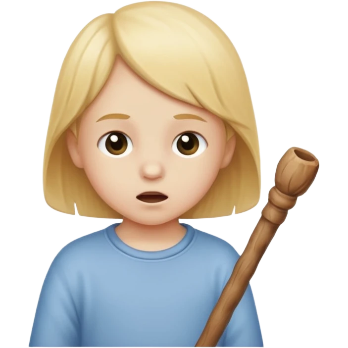 The white child blows into the stick emoji