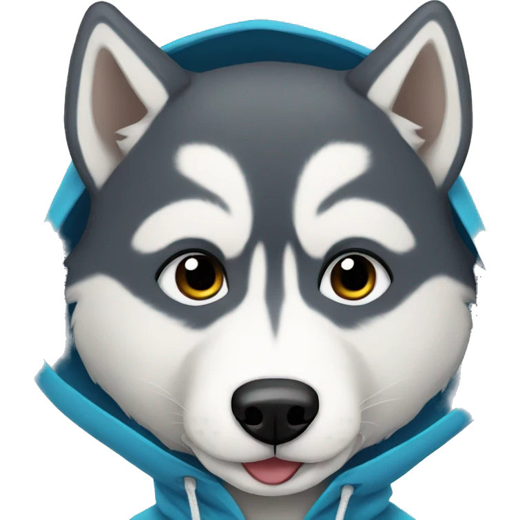 husky in a blue hoodie emoji