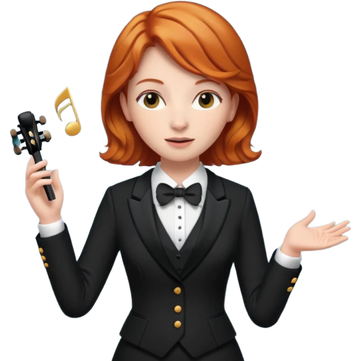 Ginger haired female conducting music emoji