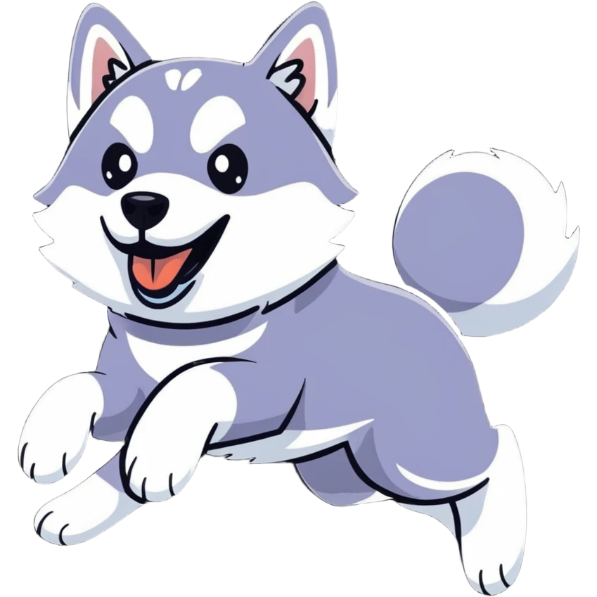 husky dog jumping in the air emoji