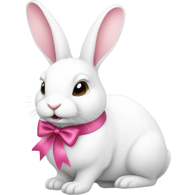 White rabbit with a pink ribbon  emoji