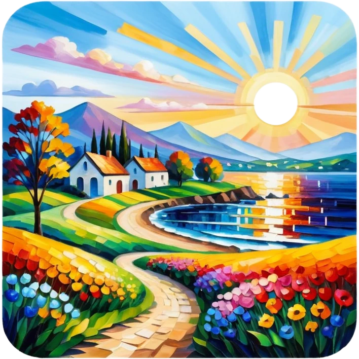 sunny landscape scene in afremov style emoji