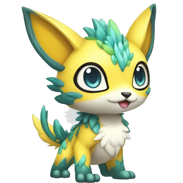 Cute cool shiny colorful fantasy animal hybrid Fakemon full body emoji