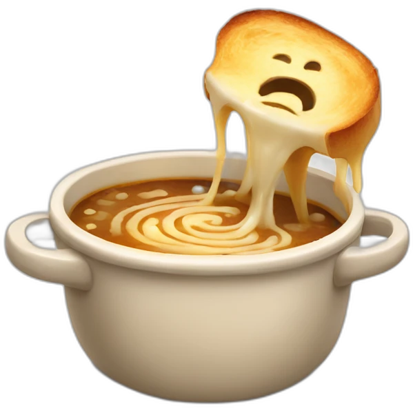 Soggy dough in French onion soup emoji