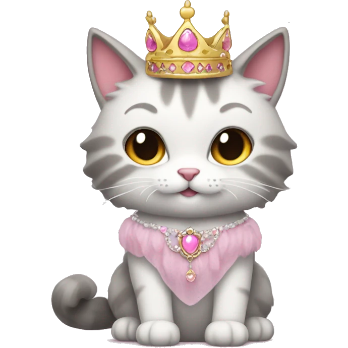 fluffy cat in a princess dress and a pink tiara emoji