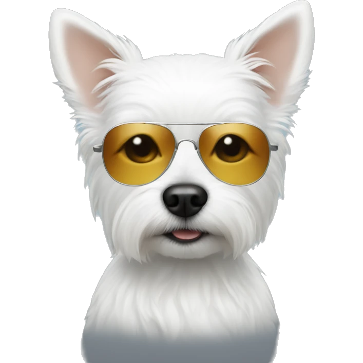 White small dog with sunglasses  emoji