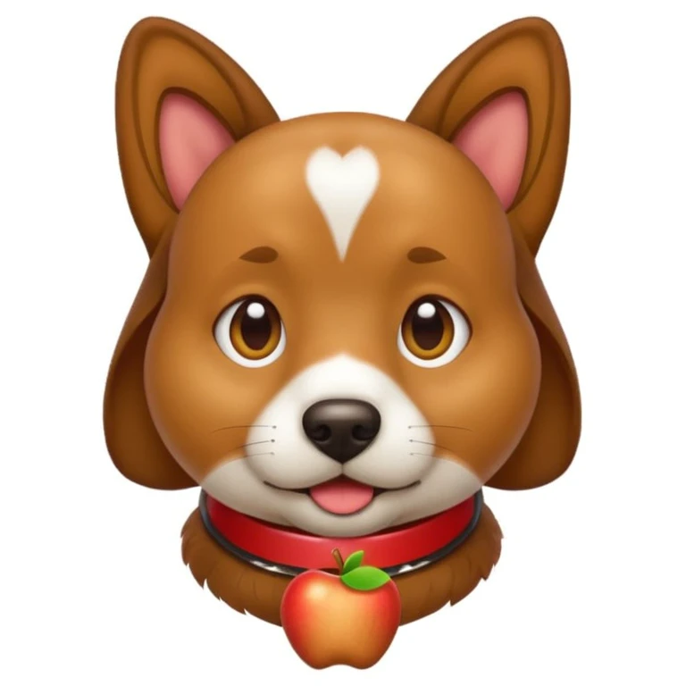 emoji of a dog resembling the photo, simple shape, recognizable collar, Apple emoji style emoji