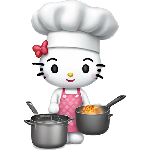 Hello kitty cooking emoji