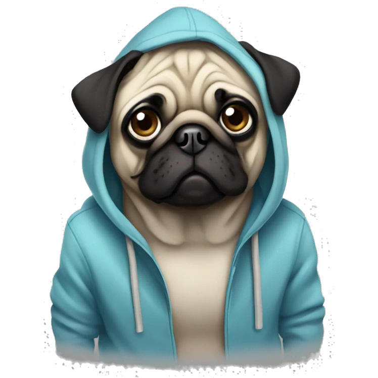 Pug wearing hoodie  emoji