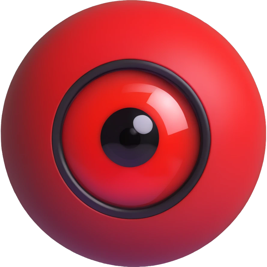 red round eyeball with dark sharp pupils emoji