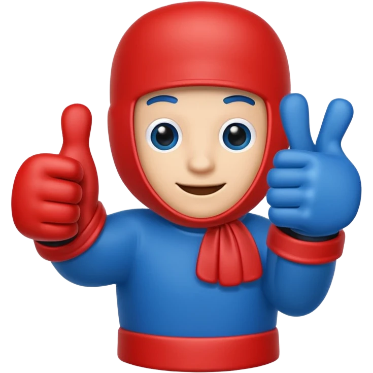 #1 glove thumbs up in blue (#00A3E0) and red (#F9423A)  emoji