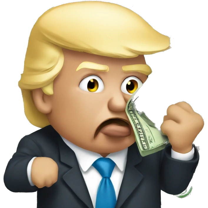 Donald Trump biting his money emoji