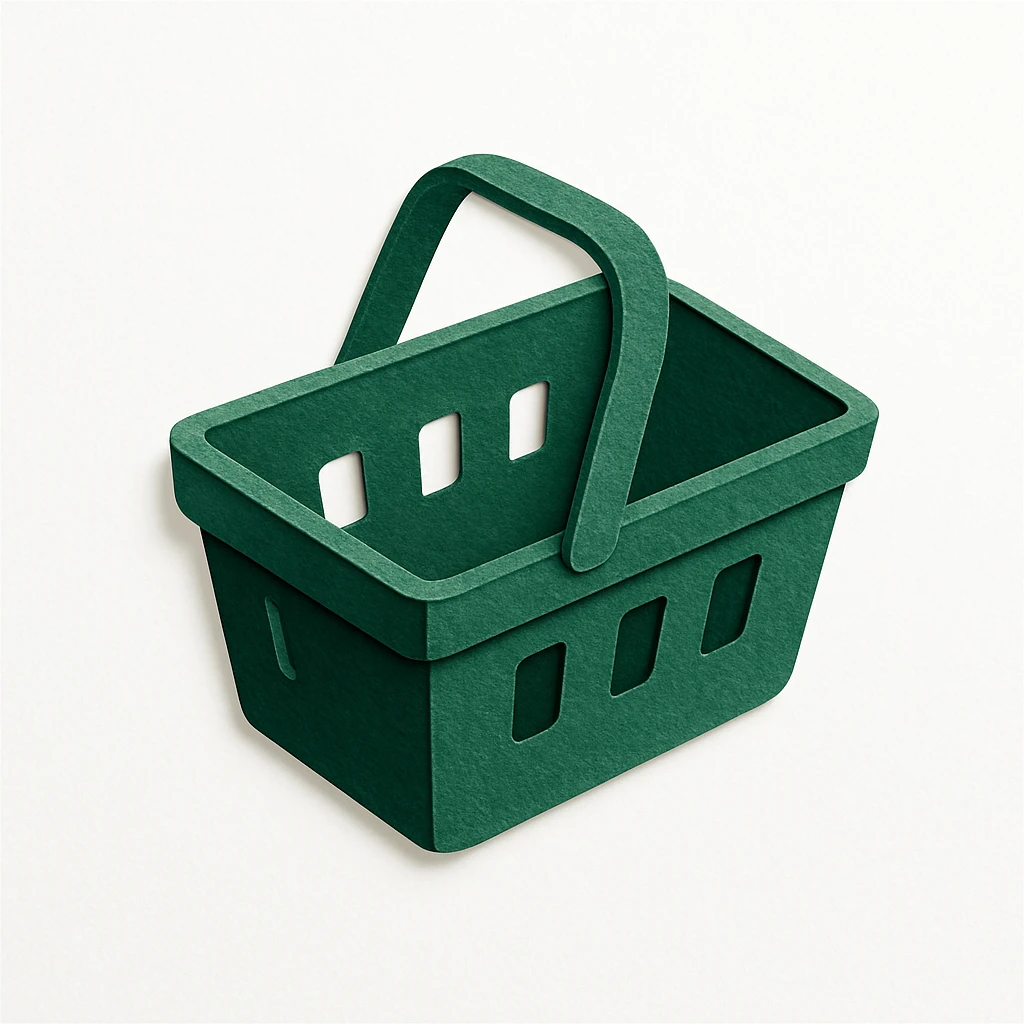 Dark green empty grocery basket isometric emoji