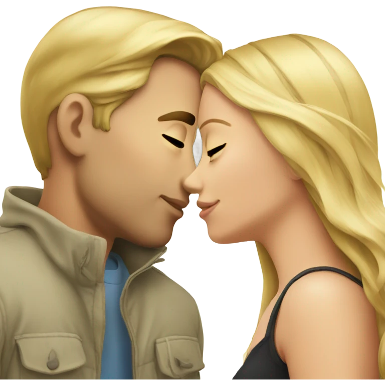 Blonde man kissing blonde girl emoji