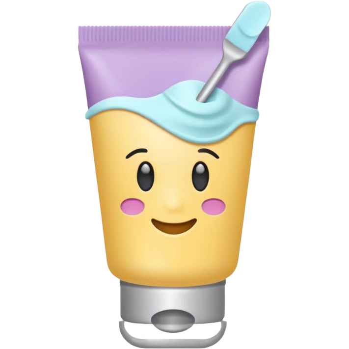 cute emoji-style tube labeled 'SPA', nail and peeling mask motif, soft pastel colors emoji