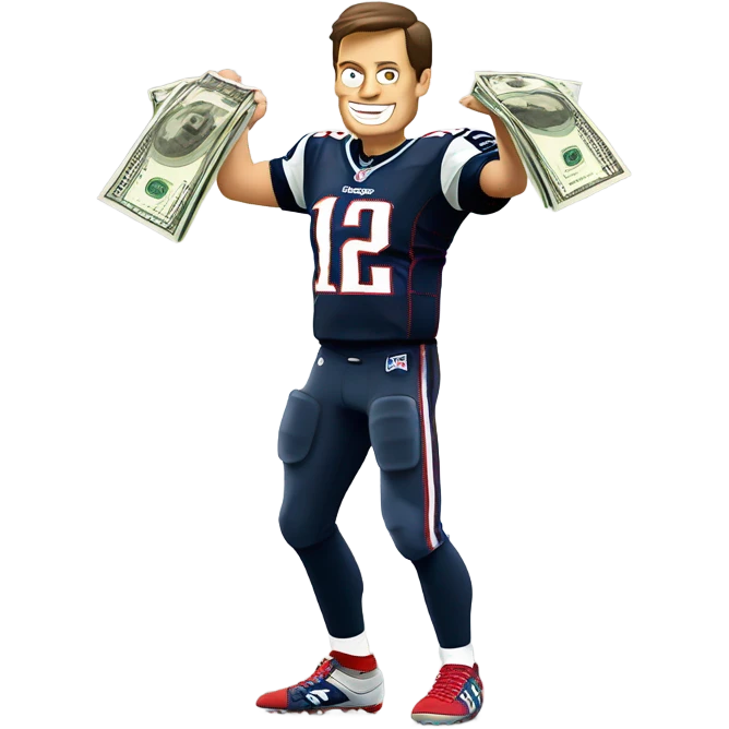 Tom Brady throwing dollar bills emoji