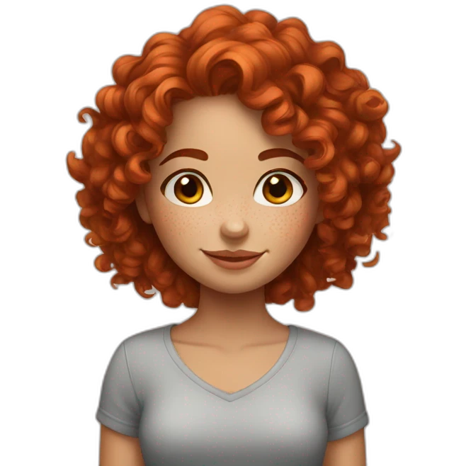 Red head girl, with beautiful curly hair and freckles, brown eyes! emoji