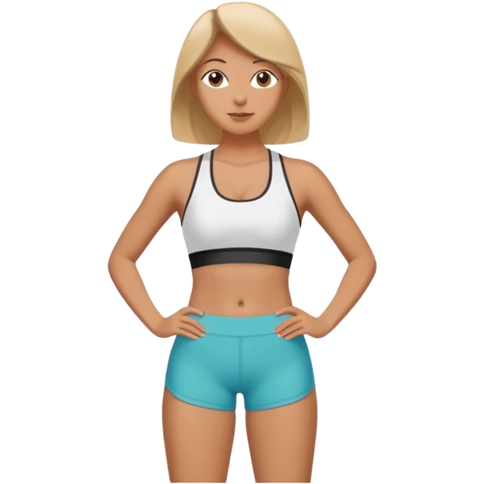woman's torso, sports bra and shorts, simple emoji
