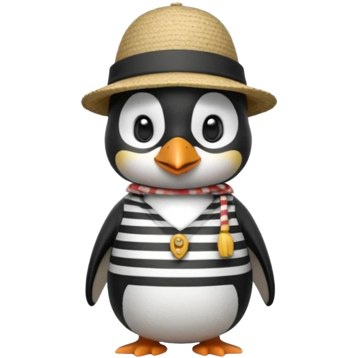 penguin wearing gondolier striped shirt and hat emoji