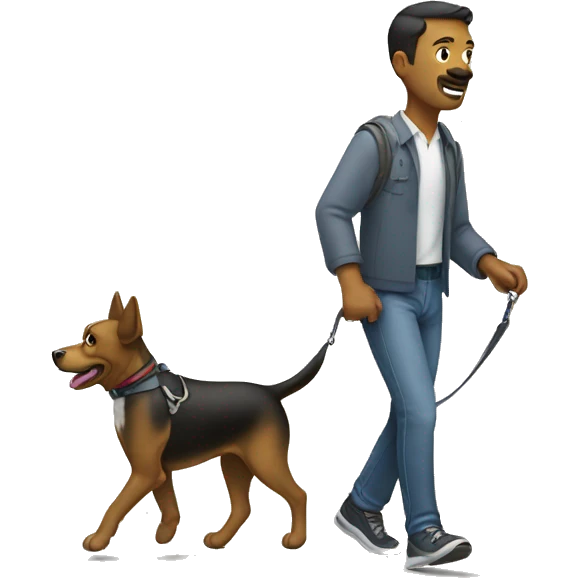 dog walking man on leash  emoji