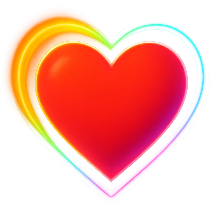 heart icon with a rainbow aura, digital illustration emoji