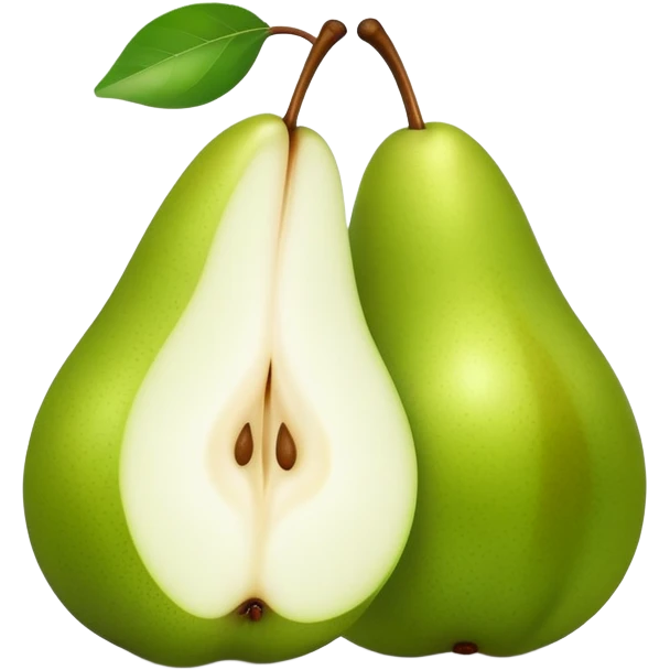 Green pear cut in half front only emoji