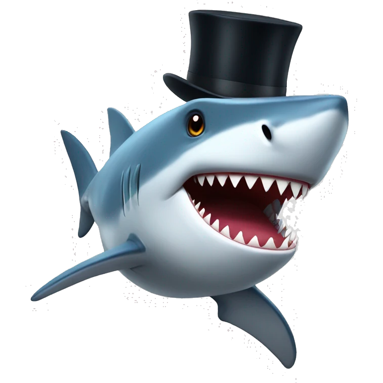 Shark with a top hat emoji