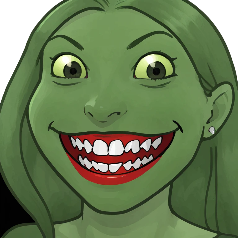 Girl smile with vampire teeth  emoji
