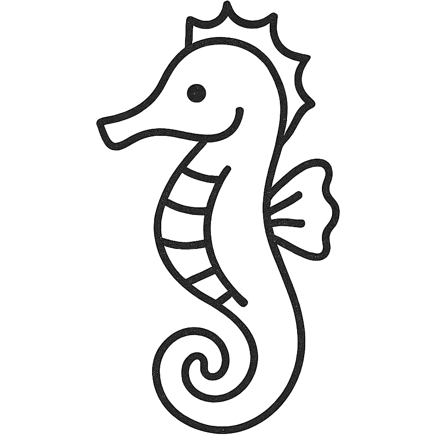 hand-drawn outlined seahorse icon emoji