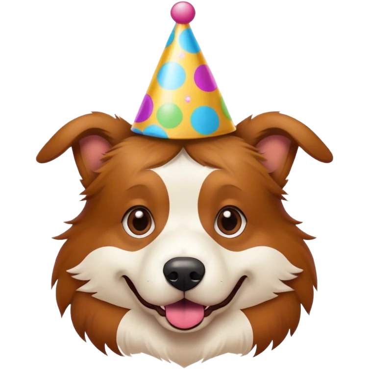 Weirnerdog wearing a party hat emoji