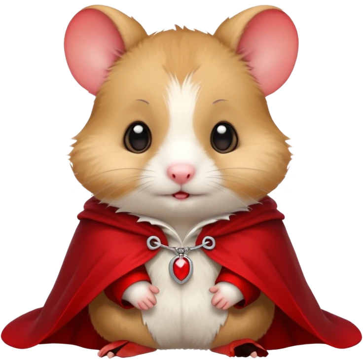 {
      "type": "object",
      "look": "hamster in red collar cloak",
      "description": "a tiny vampire hamster wearing a red collar cloak"
    } emoji