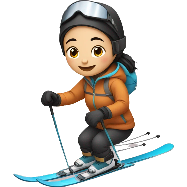 Asian girl skiing emoji