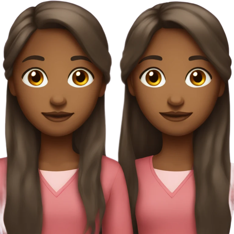 Brown girl twins with long hair emoji