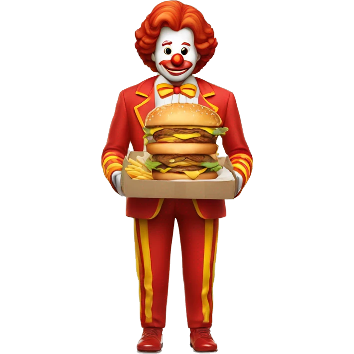 Ronald McDonald. holding a burger and fries in his hands emoji