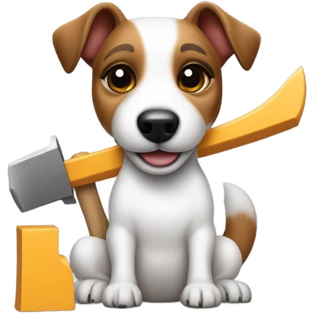 Jack Russel Terrier working with a hammer and saw emoji