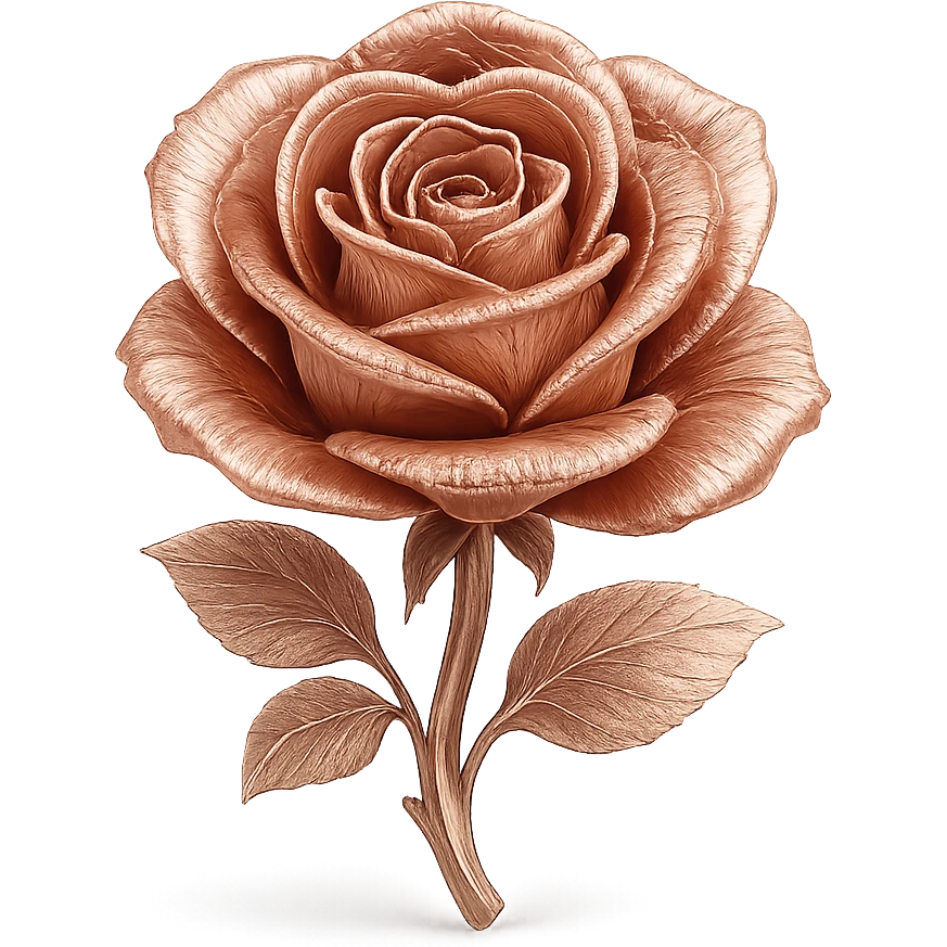 rose gold rose, elegant, metallic pink-gold finish emoji