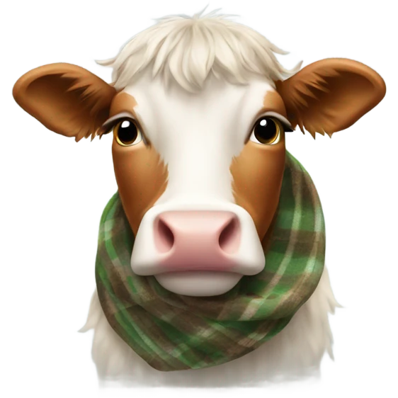 A Shetland cow with a scarf on emoji