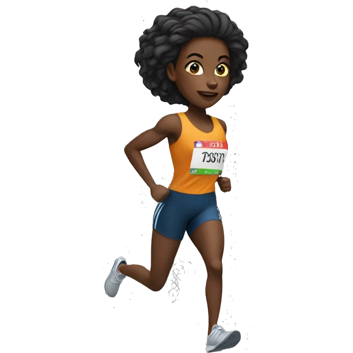 black female track runner with hair down emoji
