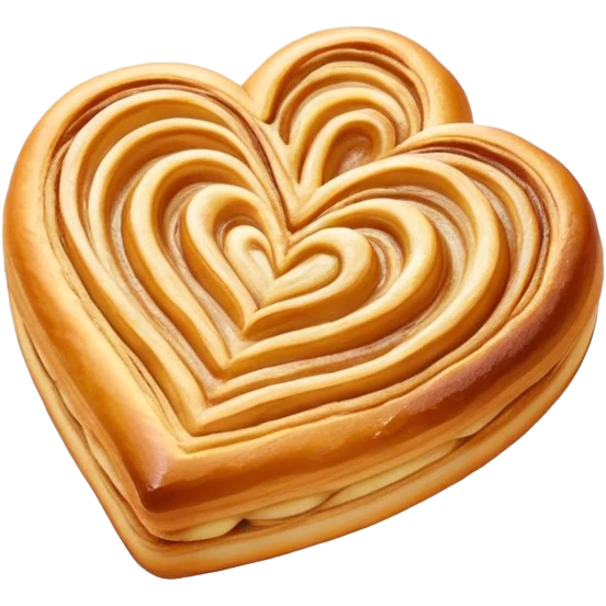 Cinematic crisp palmier, golden-brown heart-shaped pastries, perfectly caramelized layers, delicate and flaky, warm glowing background, inviting and delicious. emoji
