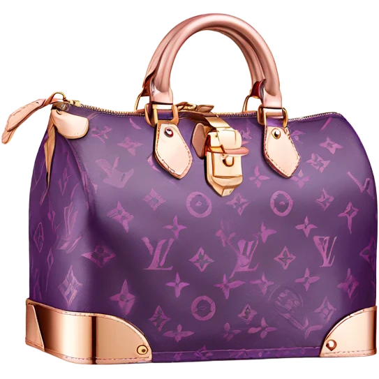 purple Designer Louis Vuitton bag with rose gold monogram and rose gold trim emoji