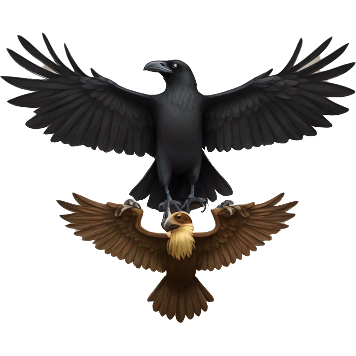 Crow on the back of an eagle emoji