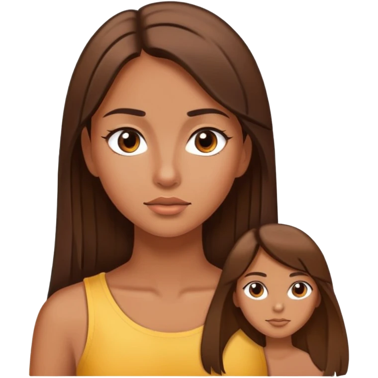a girl with straight brown hair and tanned skin, side eye emoji
